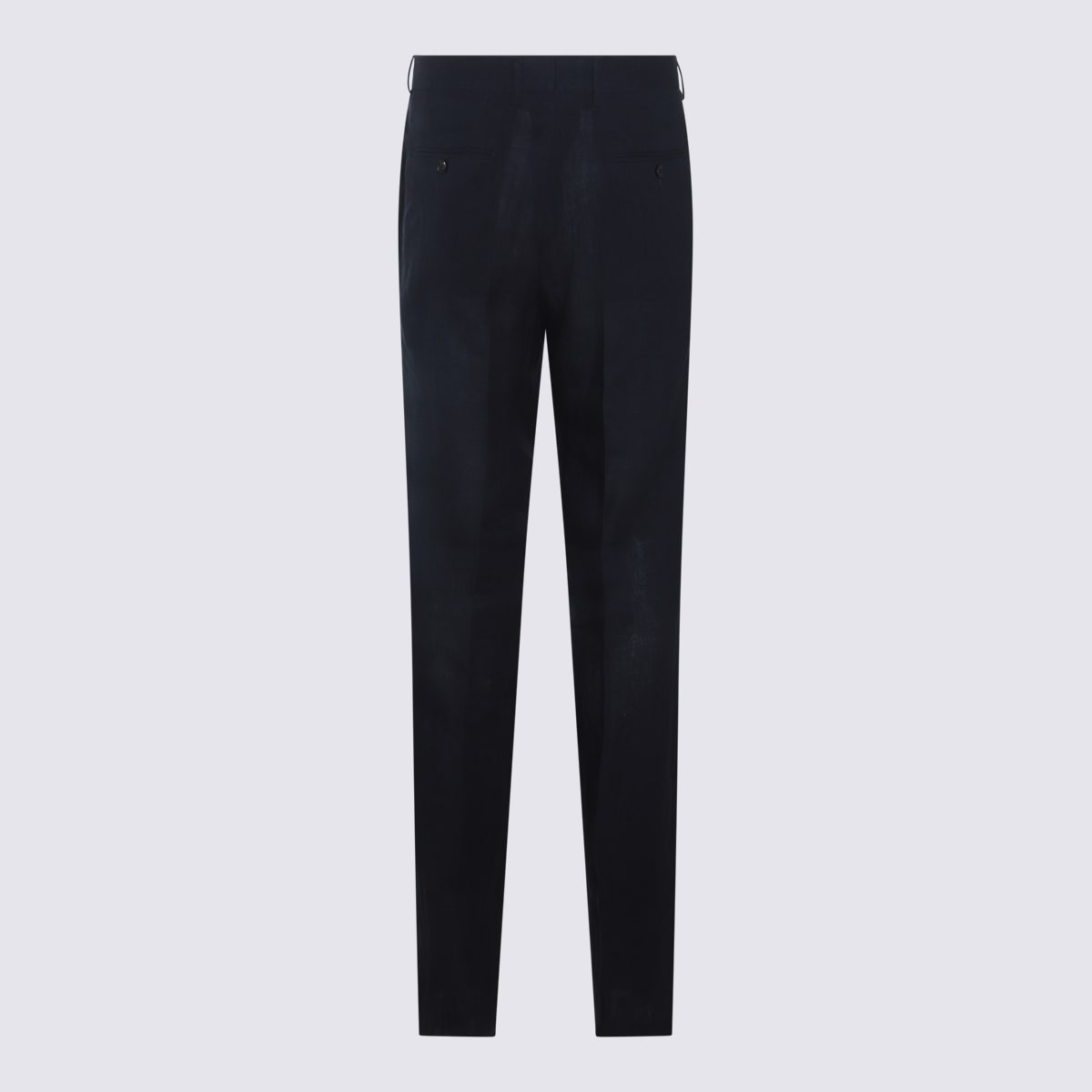 Shop Dolce & Gabbana Navy Blue Linen Pants