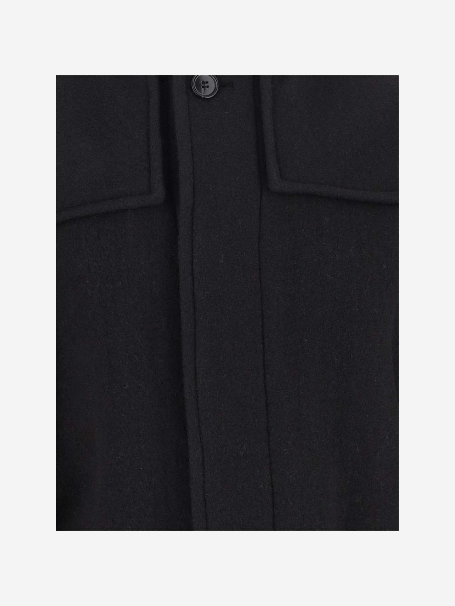 Shop Burberry Wool Duffle Coat In Black