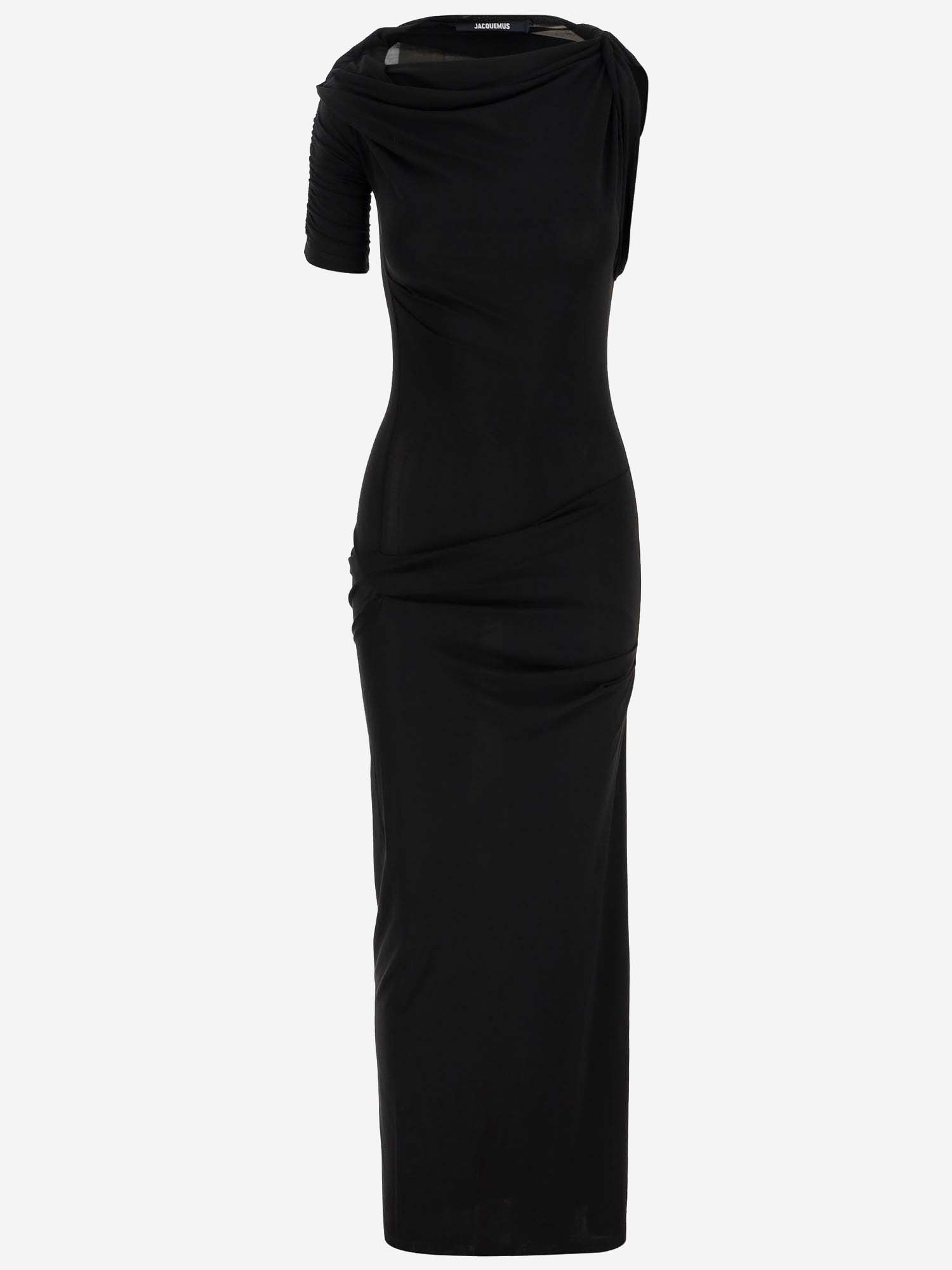 Shop Jacquemus La Robe Drapeado In Black