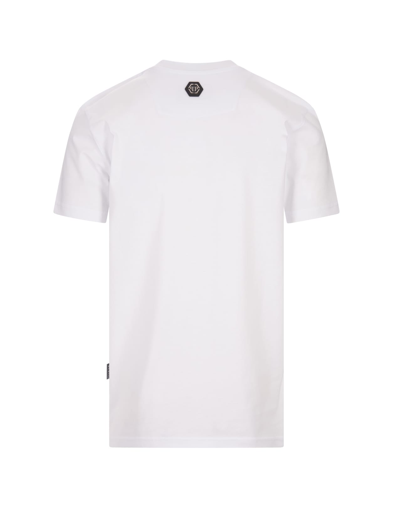 Shop Philipp Plein White T-shirt With Pp Hexagon Print