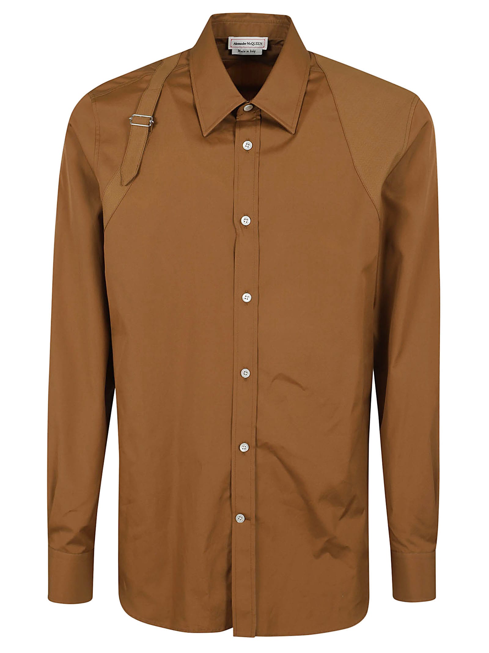 Shop Alexander Mcqueen Cntstd Hrnss Shirt In Rich Camel