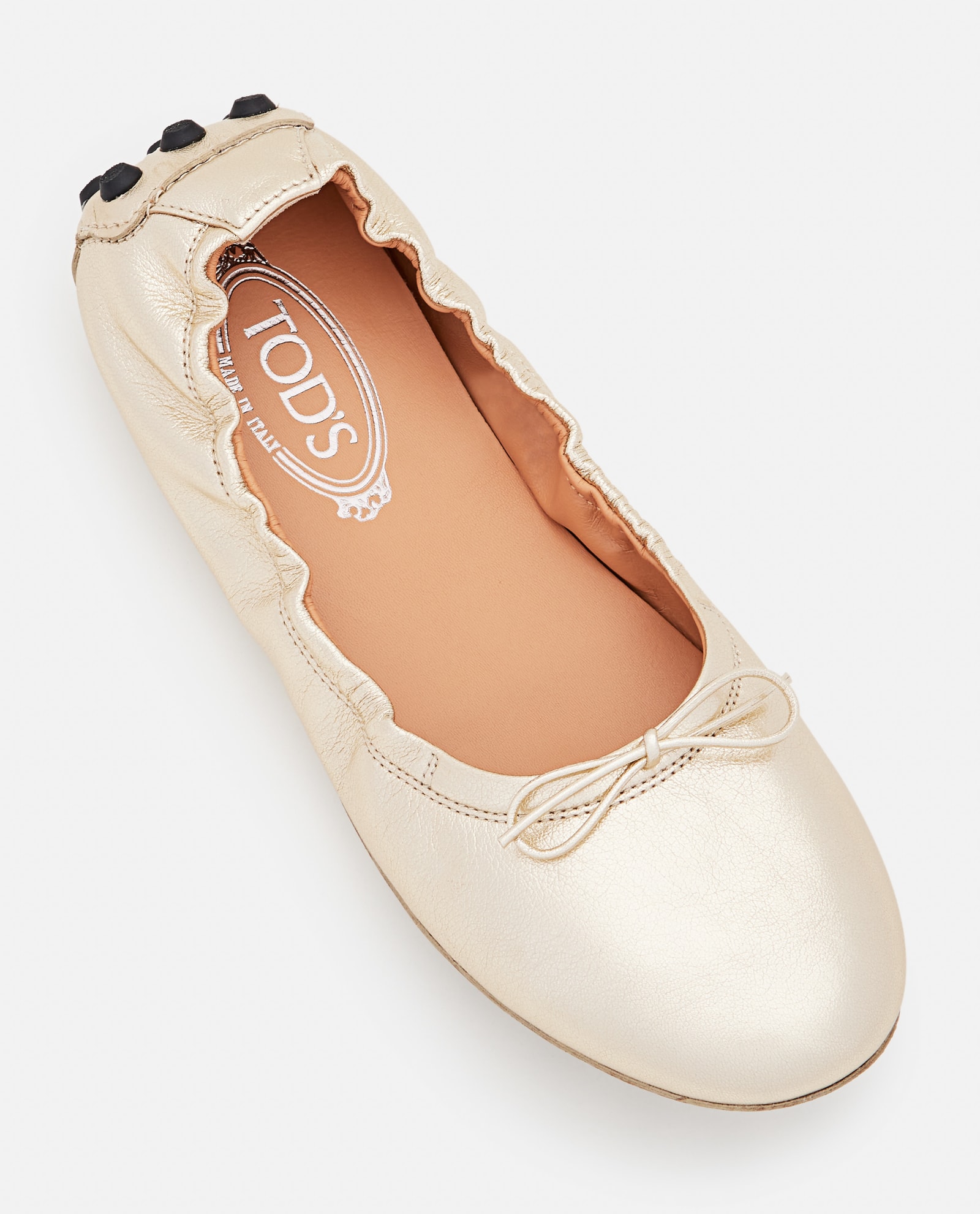Tod's Women's Ball Leather Bow Ballet Flats In Golden