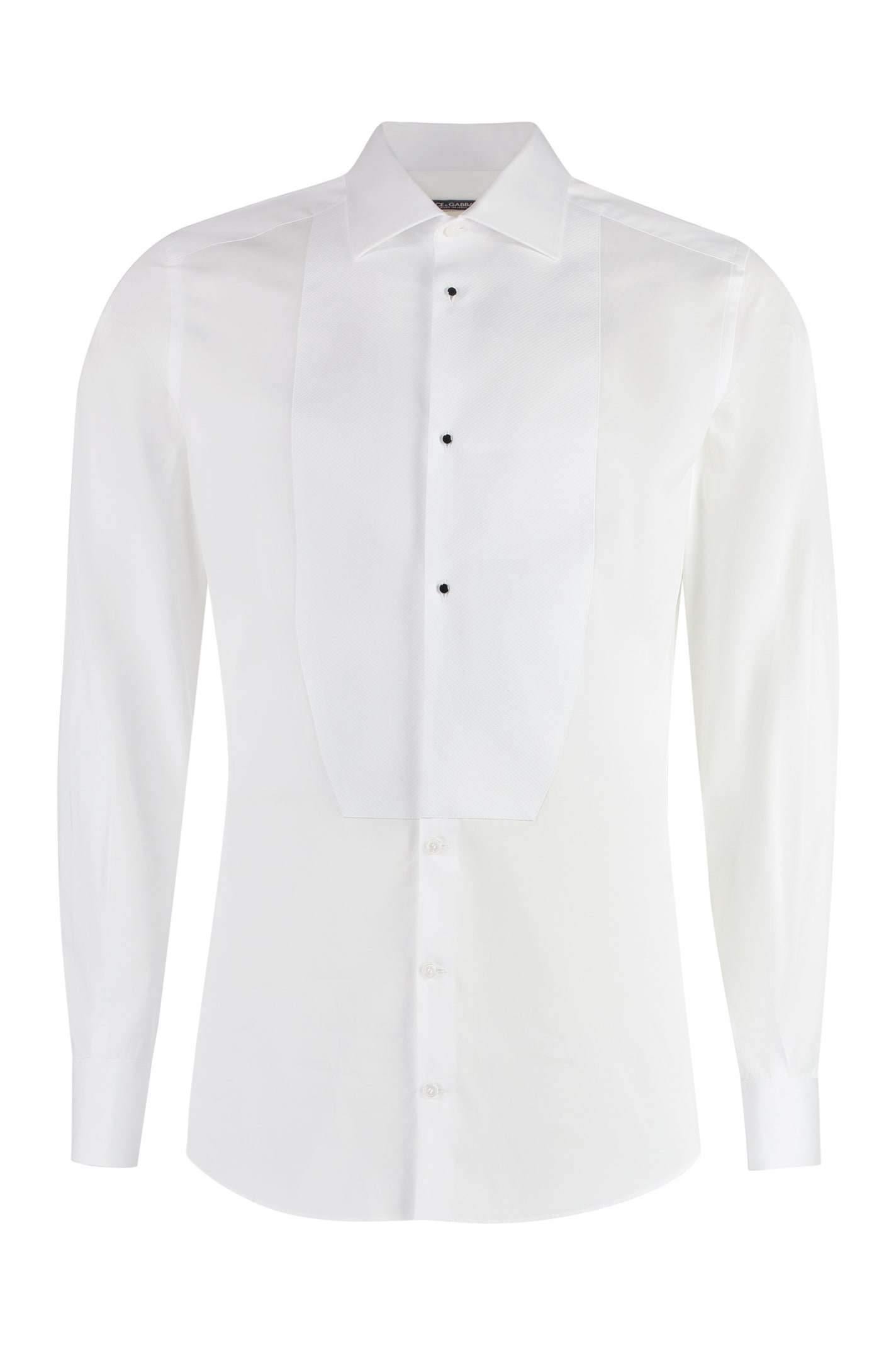 Shop Dolce & Gabbana Poplin Tuxedo Shirt In White