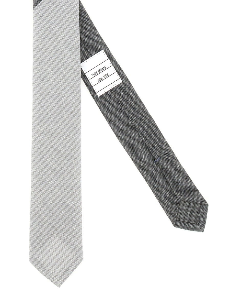 Thom Browne Diagonal Stripes Two-tone Silk Tie