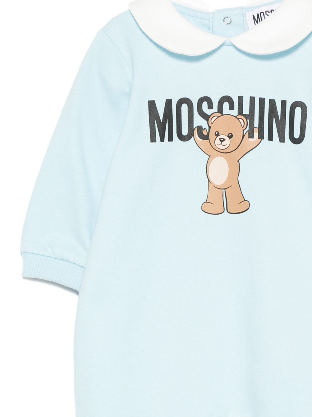 Moschino Kids Cotton Onesie With Teddy Print In Blue