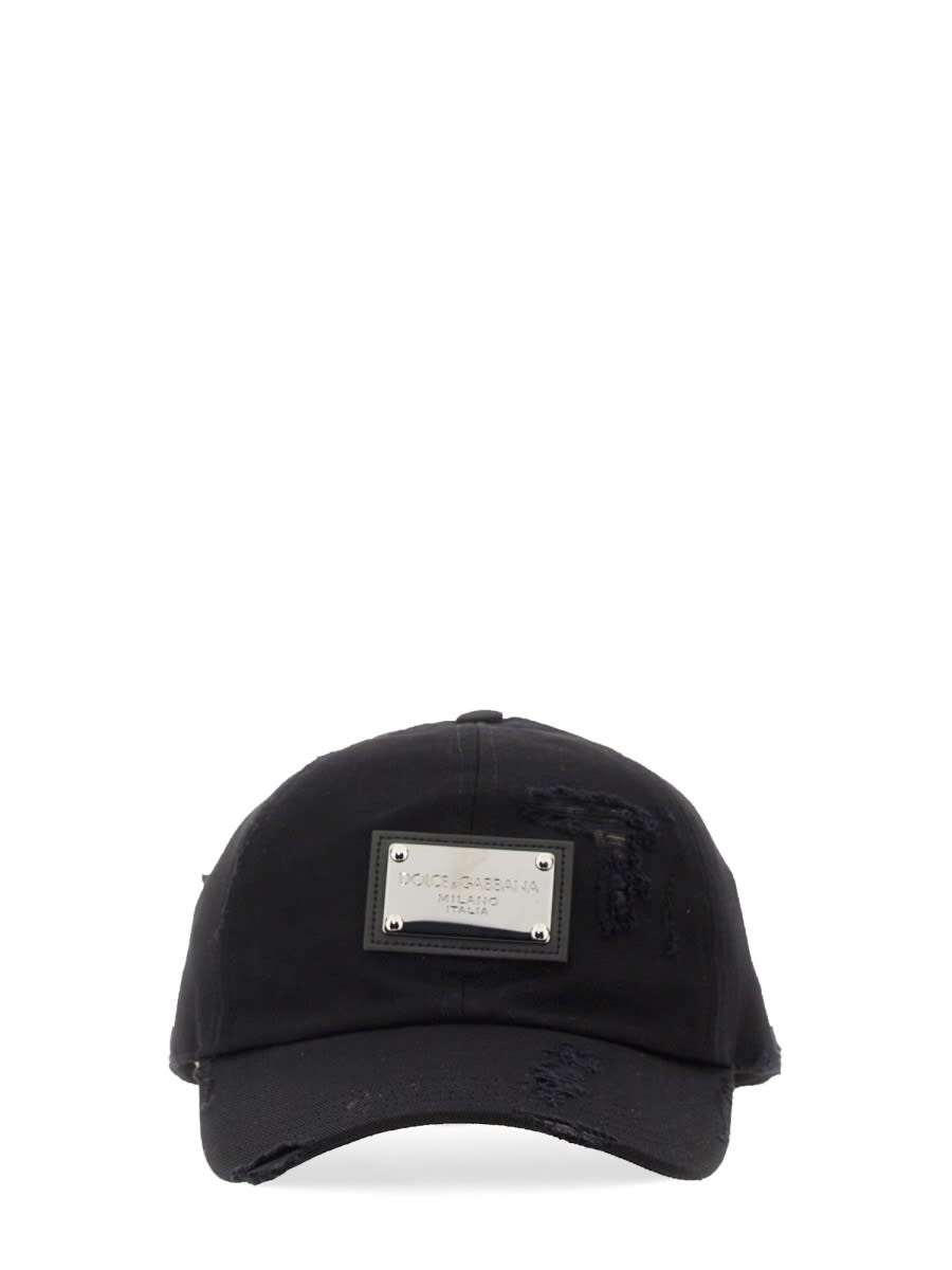 Dolce & Gabbana Baseball Cap With Logo Plaque In Black