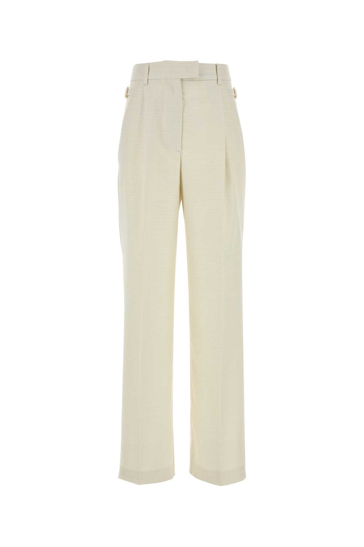 Pt Torino White Wool Blend Isabel Pant In Neutral