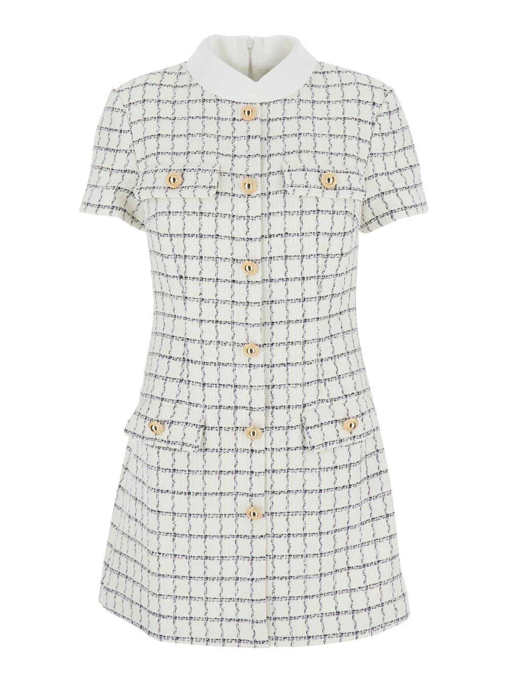 Self-portrait Checked Button-detailed Mini Dress In Multi