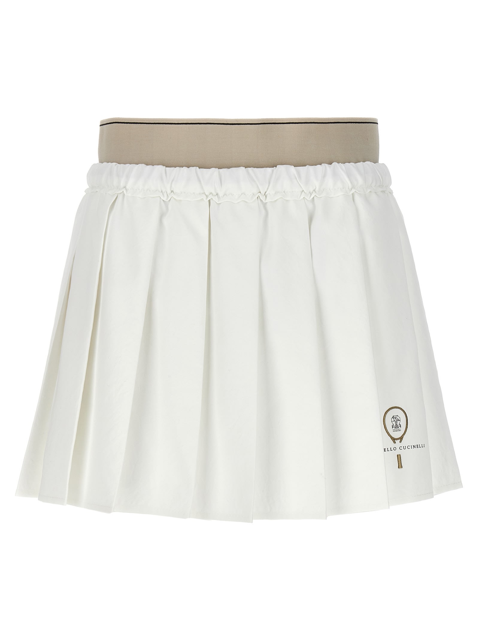 Shop Brunello Cucinelli Mini Pleated Skirt In White