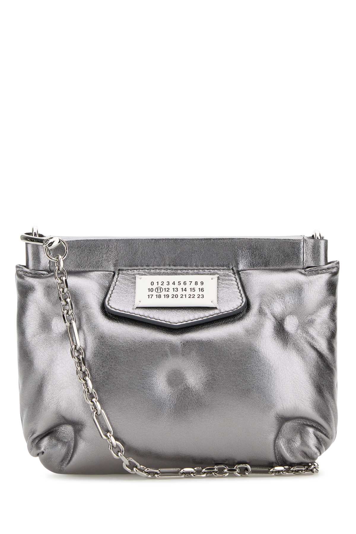 Shop Maison Margiela Silver Nappa Leather Mini Slam Red Carpet Clutch In Metallicgrey