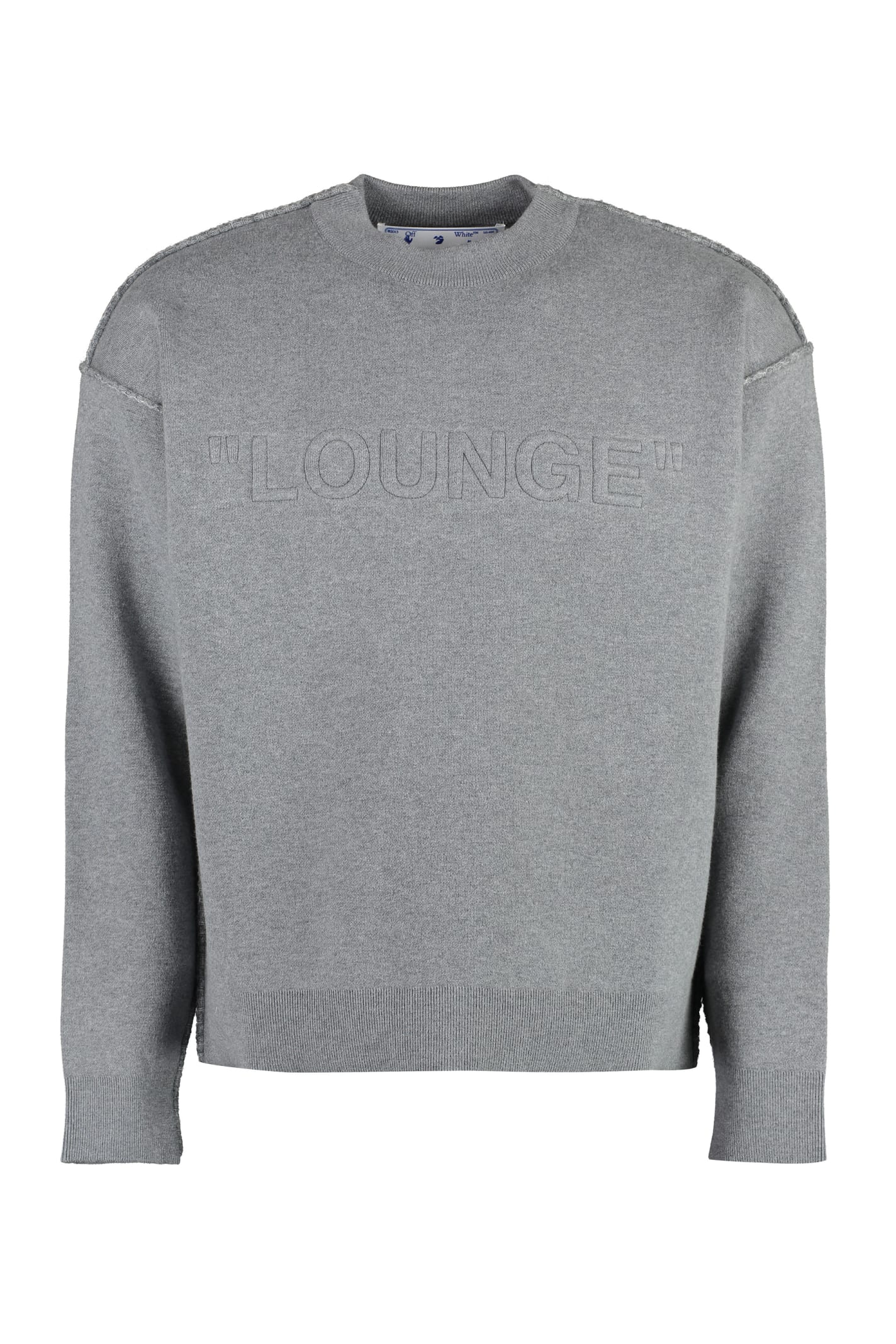 Shop Off-white Knit Cotton Blend Pullover In Grey