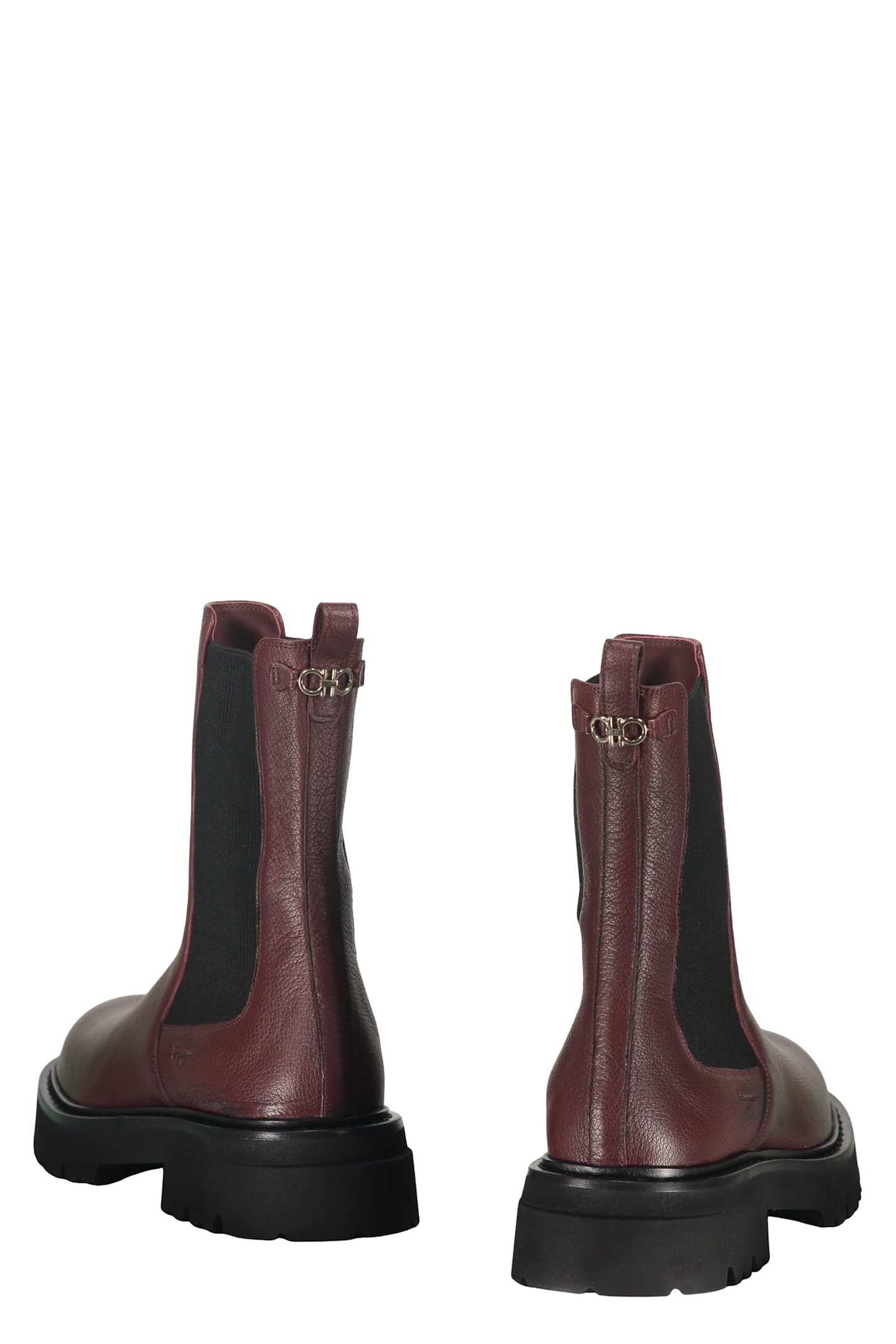 Ferragamo Leather Ankle Boots In Burgundy