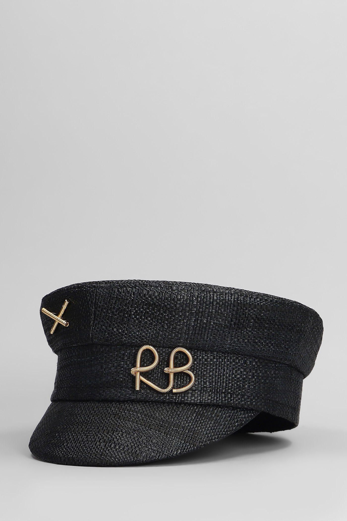 Ruslan Baginskiy Baker Boy Hats In Black Raffia In Black