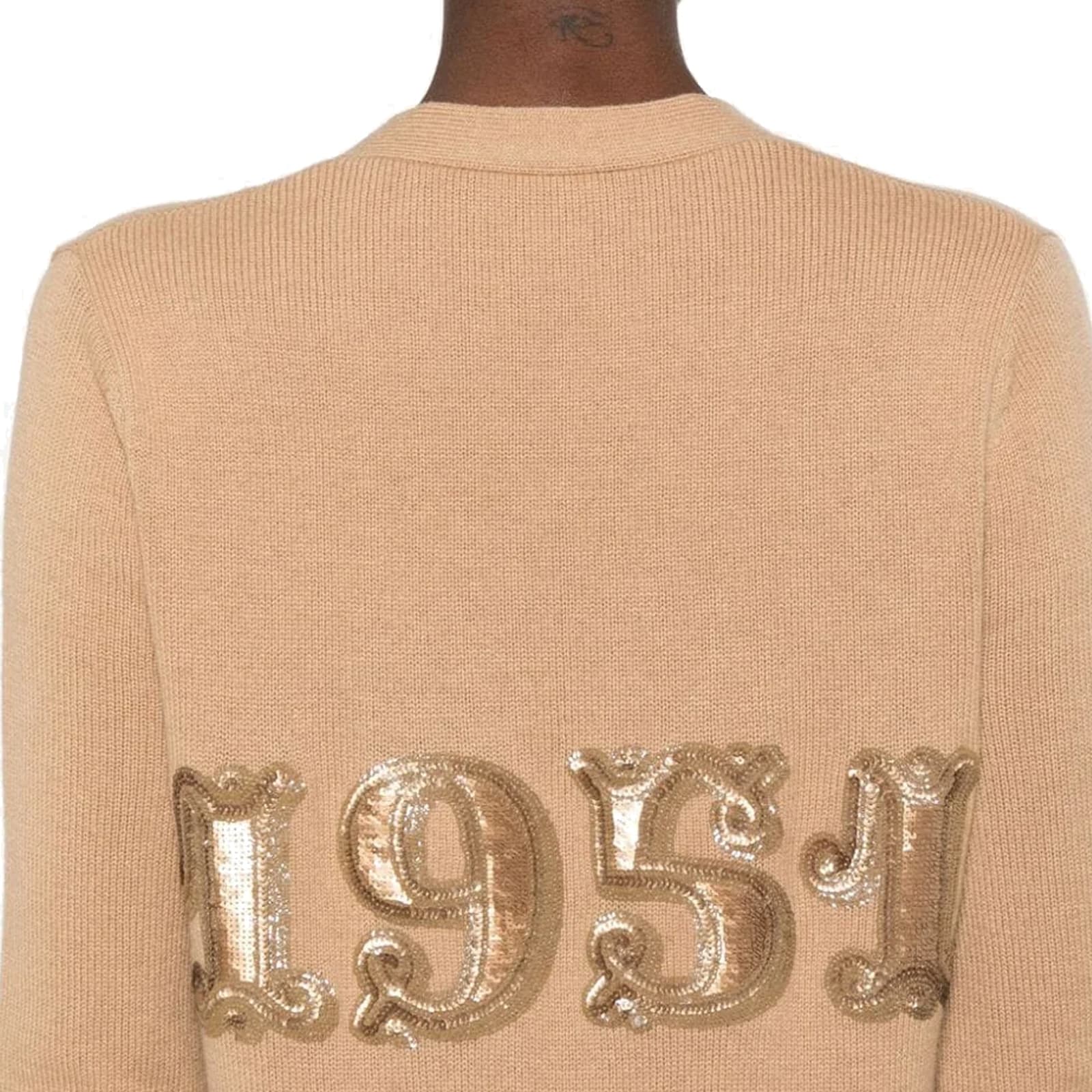 Max Mara Sequin Embellished Wool Cashmere Cardigan In Brown