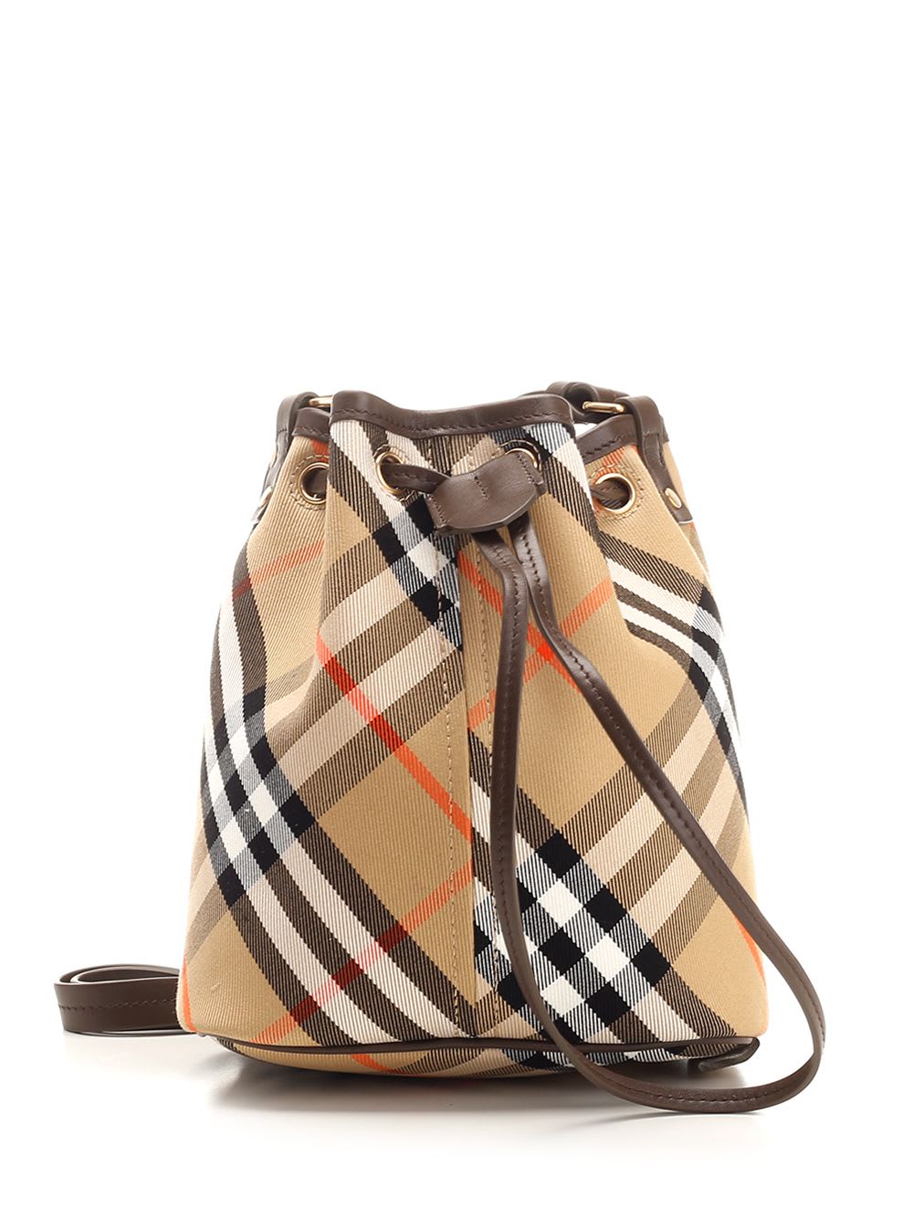 Shop Burberry Classic Check Bucket Bag In Beige