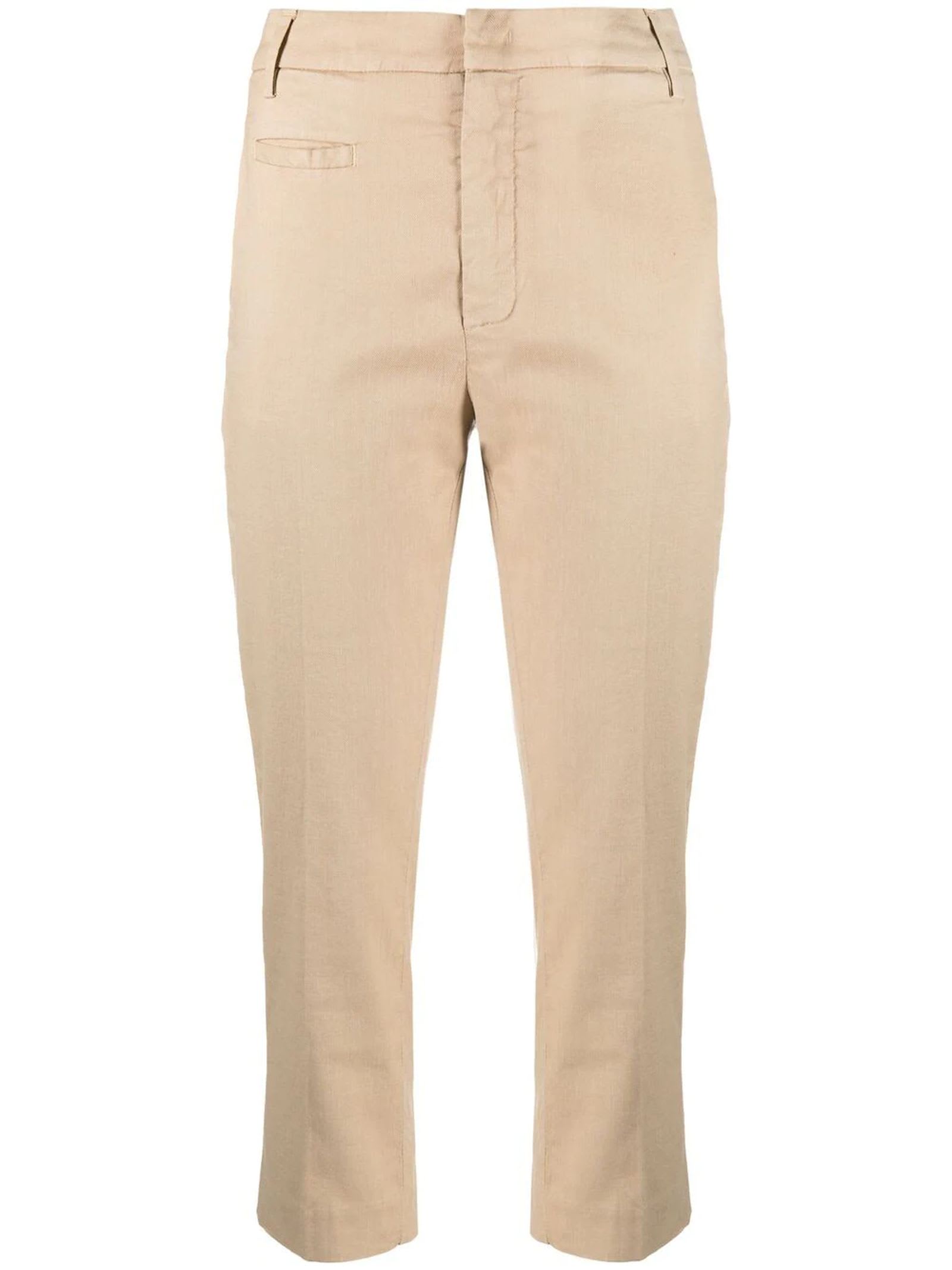Dondup Beige Cotton-linen Blend Trousers