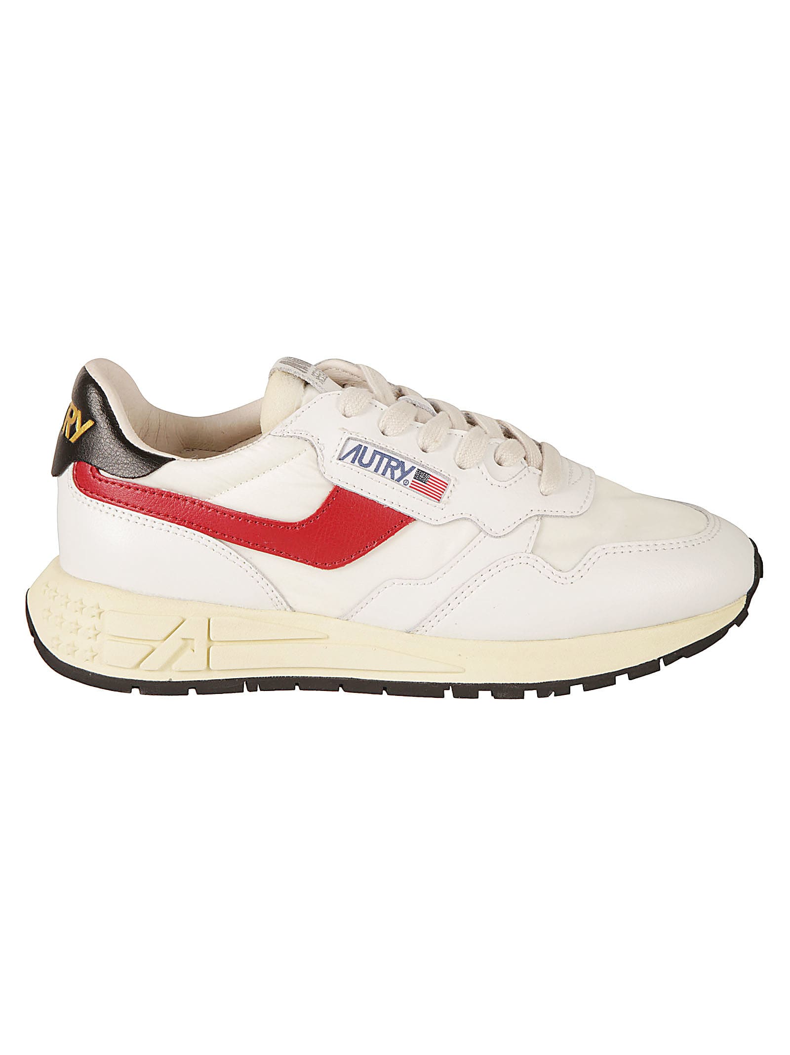 Autry Logo Patched Sneakers In White/red