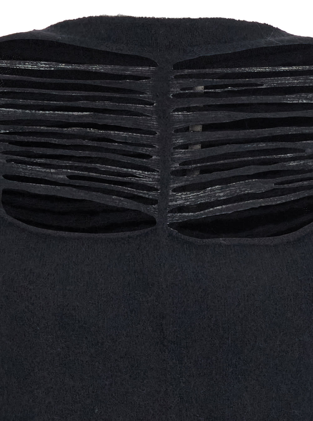 Rick Owens Black Sweater With Distressed Effect And Cut-out Details On The Front In Alpaca Blend Woman In Blue
