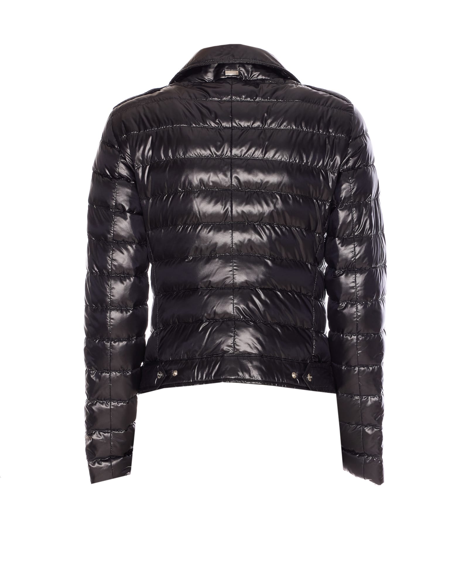 Herno Ultralight Nylon Down Motorcycle Jacket In Black