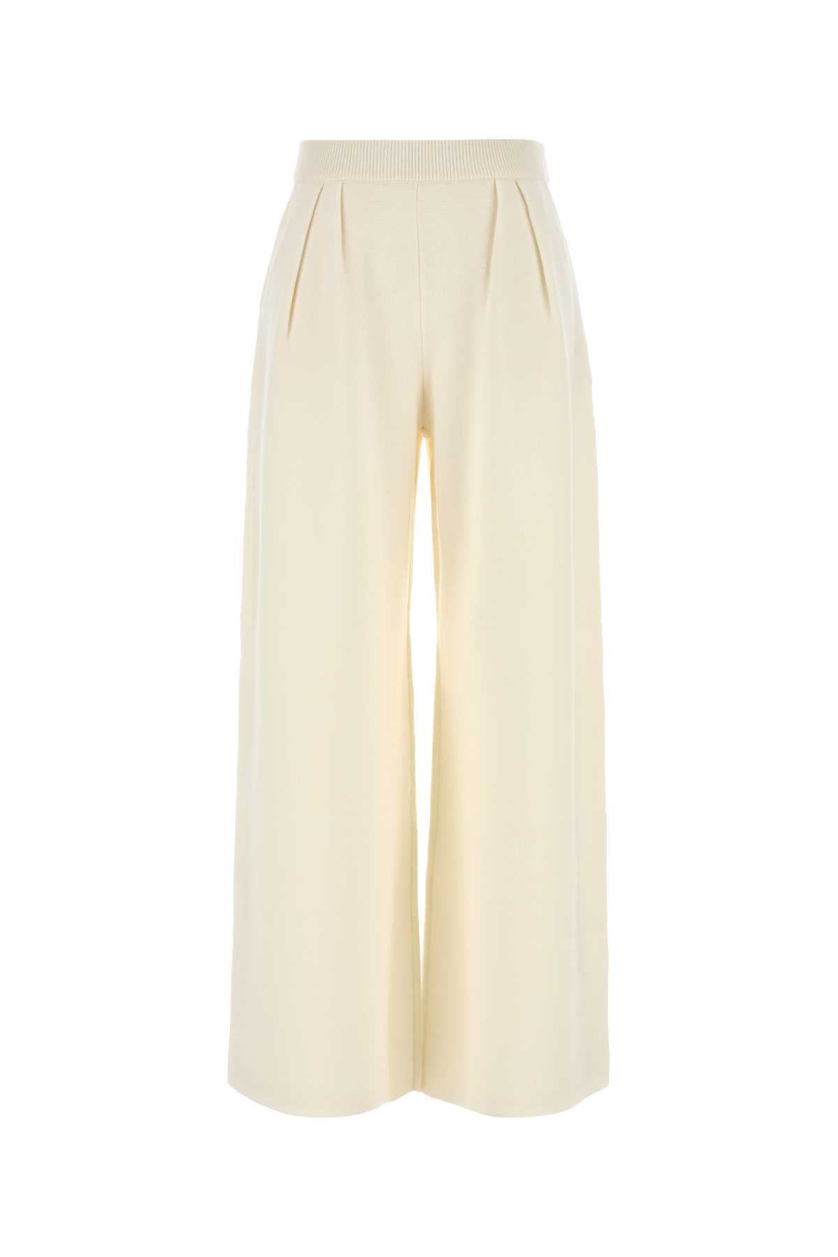 Shop Max Mara White Wool Nocera Wide-leg Pant In Bianco