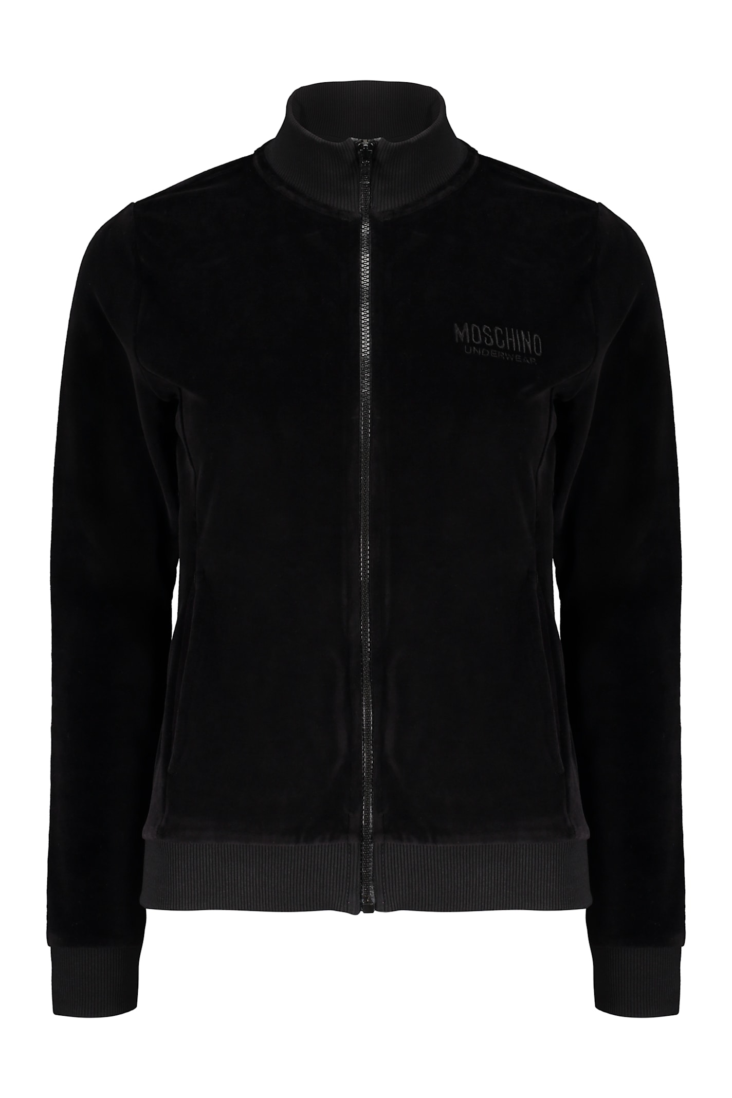 Moschino Logo-embroidered Jacket In Black