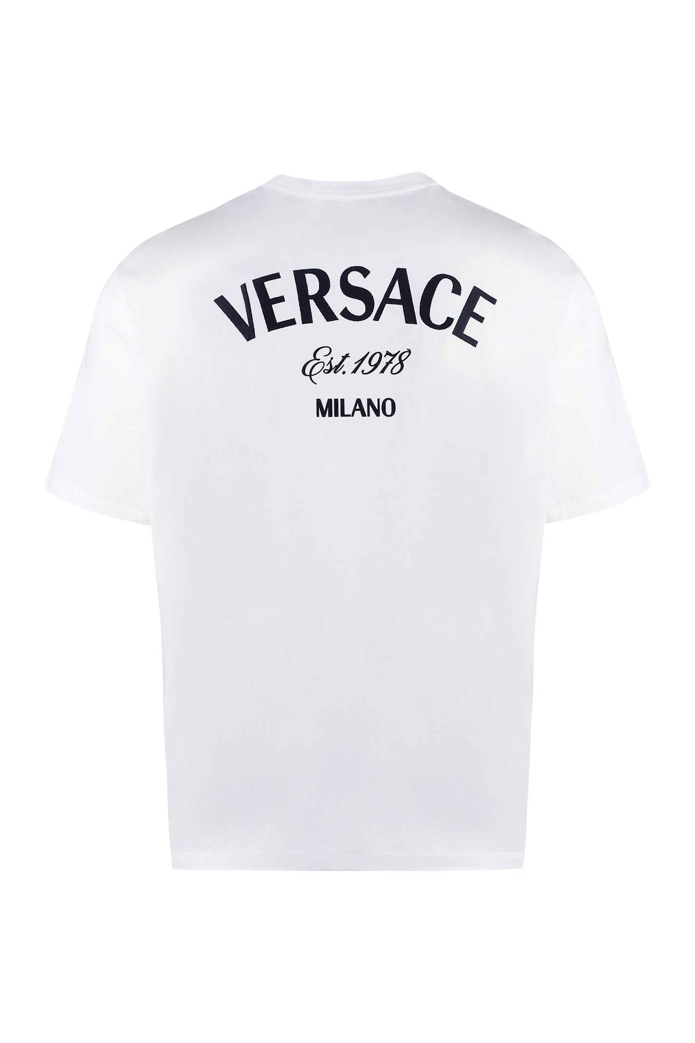 Shop Versace Logo Cotton T-shirt In White