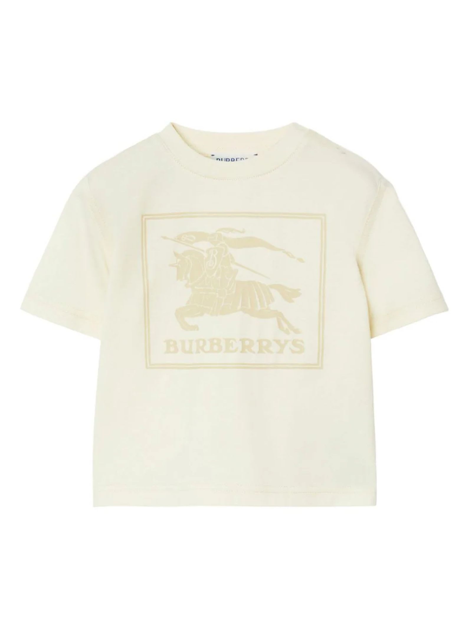 Shop Burberry Light Beige Cotton T-shirt