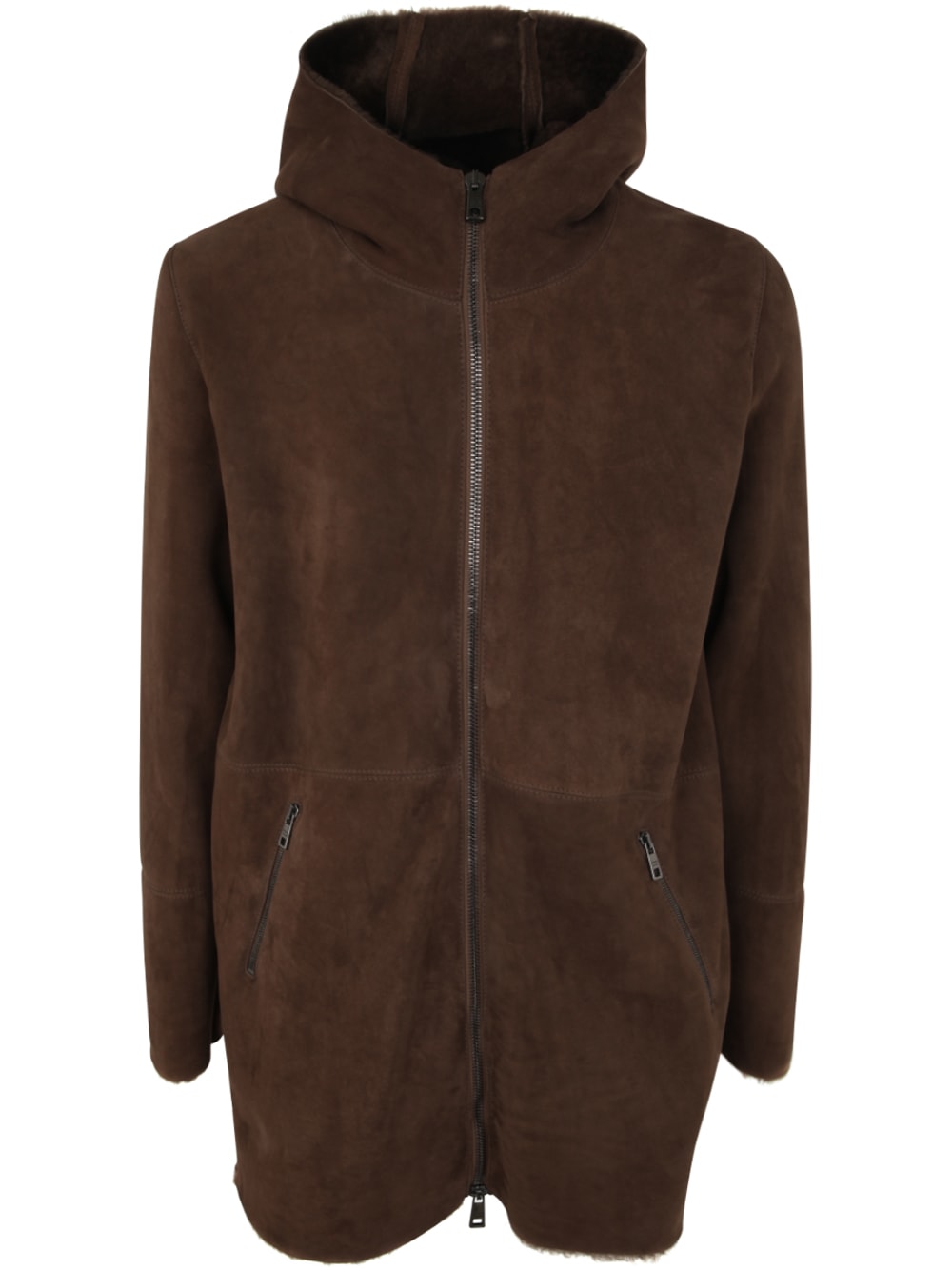 Sheepskin Long Coat With Hood