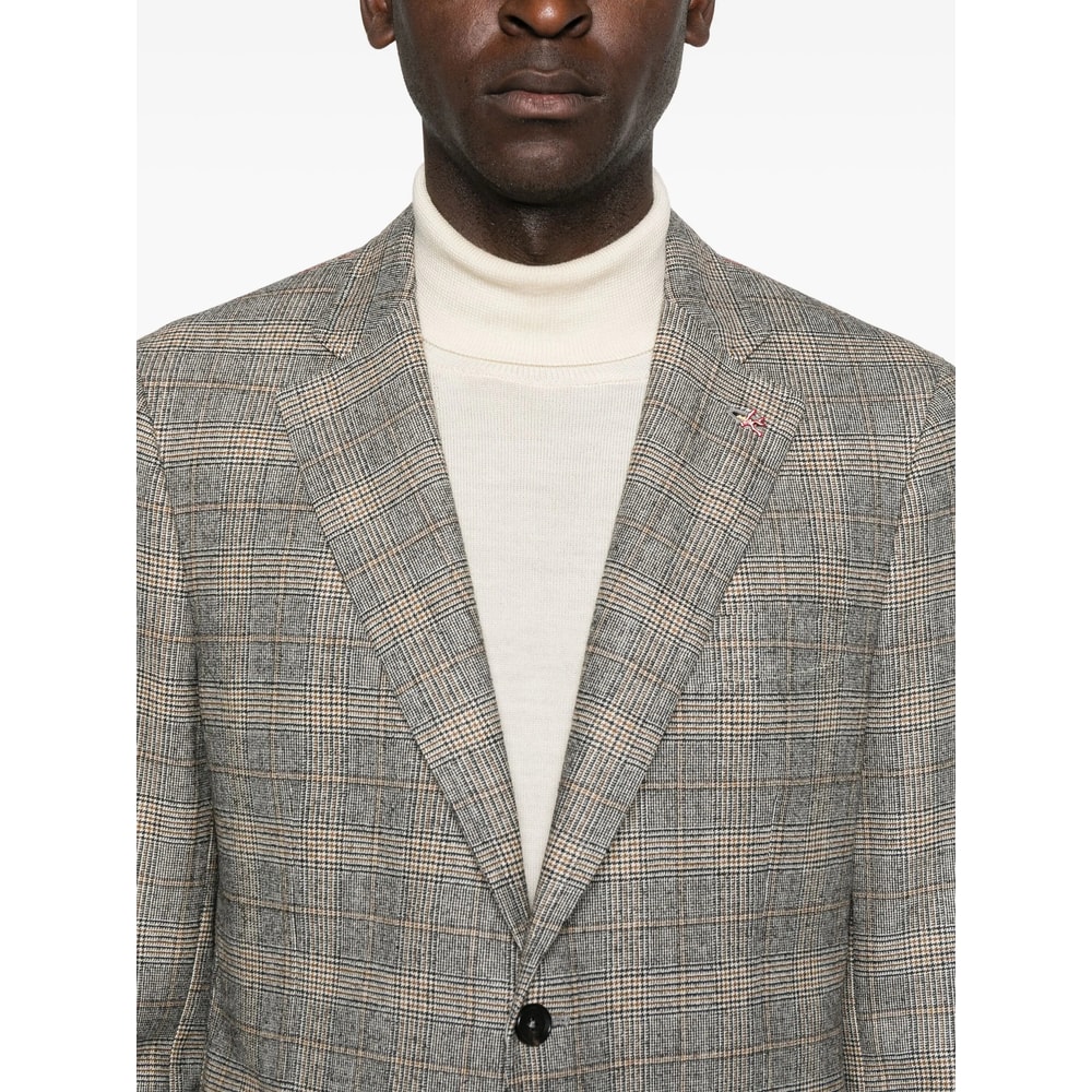 Isaia Checked Single-breasted Suit In Gray