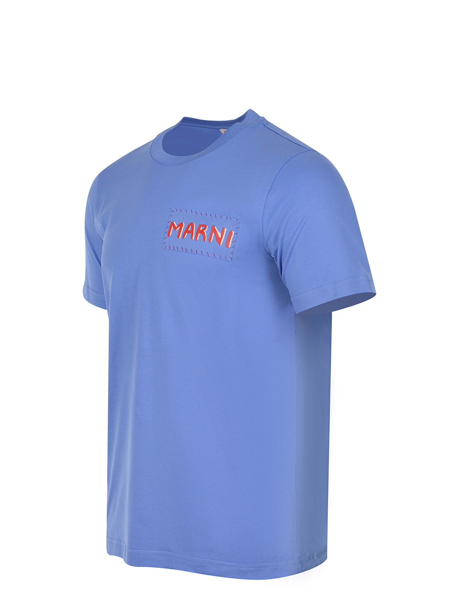 Marni Logo Tee In Blue Lilac