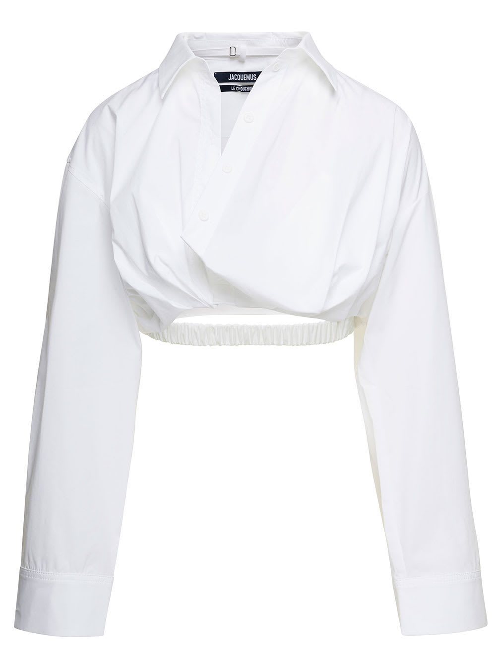 Shop Jacquemus La Chemise Bahia White Cropped Shirt In Cotton Woman