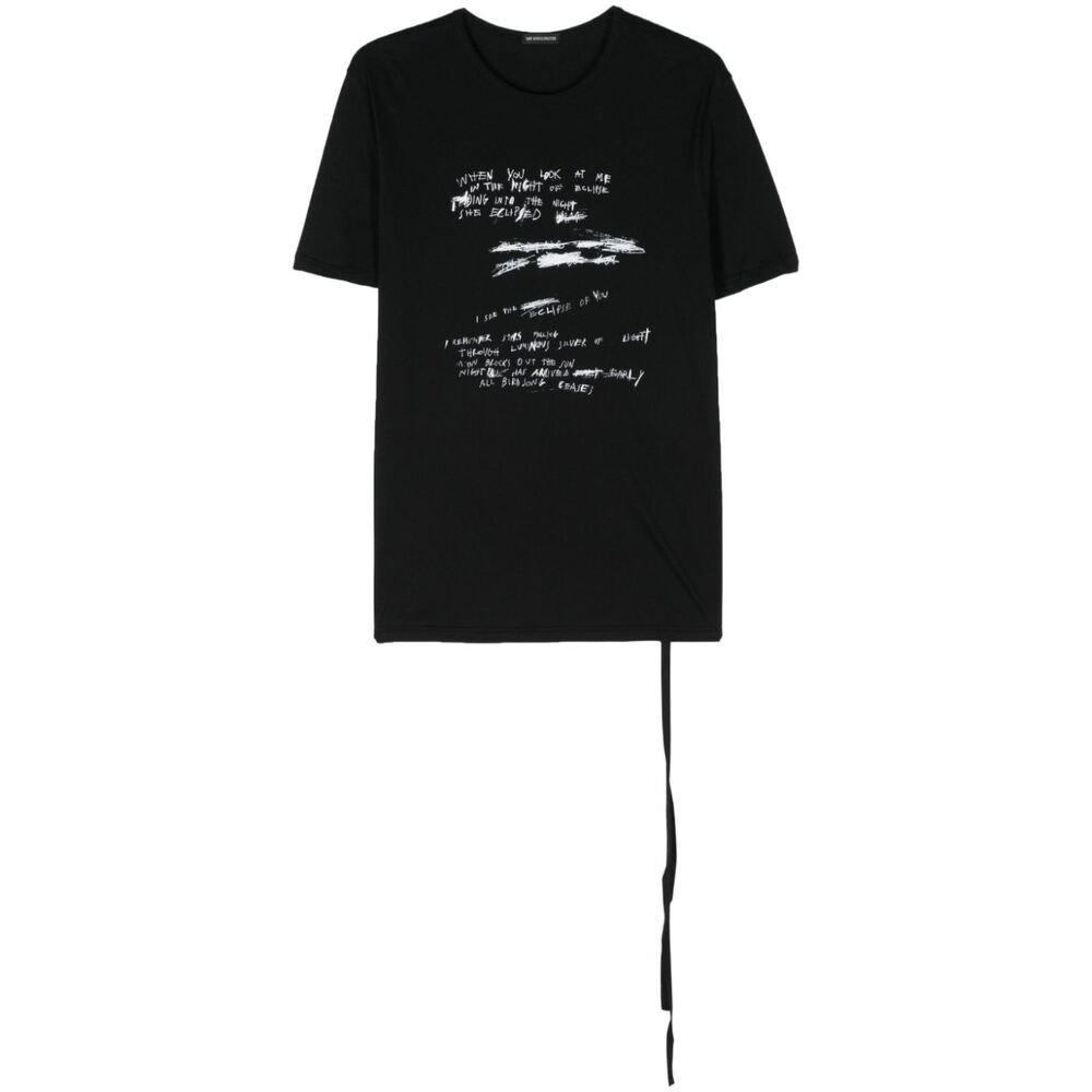 Shop Ann Demeulemeester Ann Demeulemees Logo Printed Crewneck T-shirt In Black