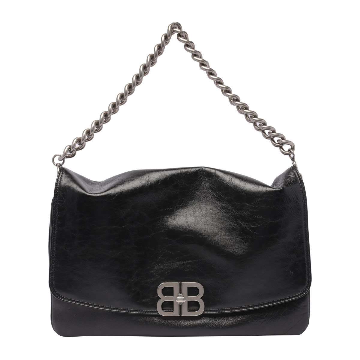 Shop Balenciaga Flap Bb Soft Bag Large In Black