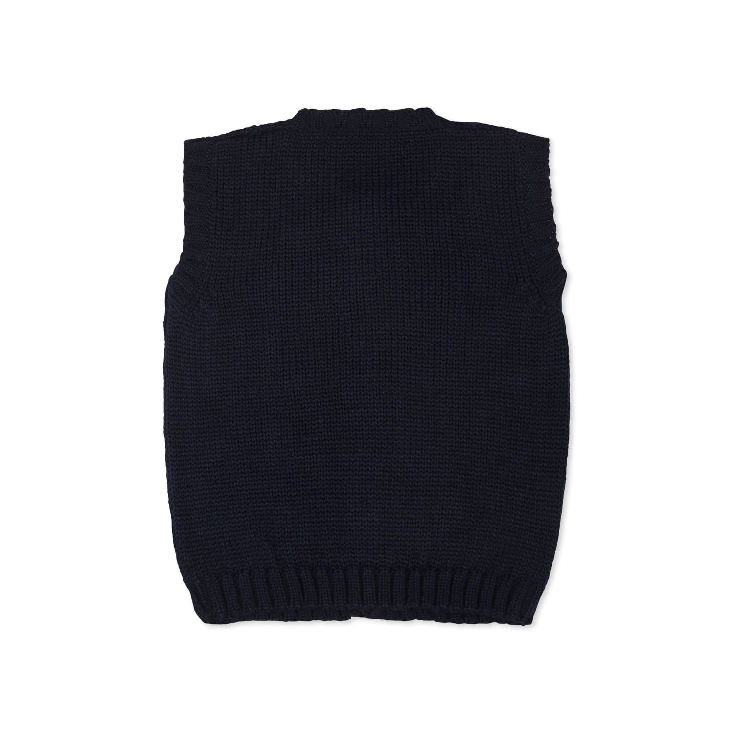 La Stupenderia Blue Kinit Vest For Baby Boy In Blue