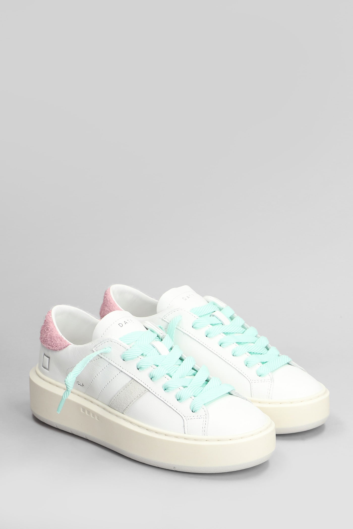 Date Hill Low Platform Sneakers In White Leather In White