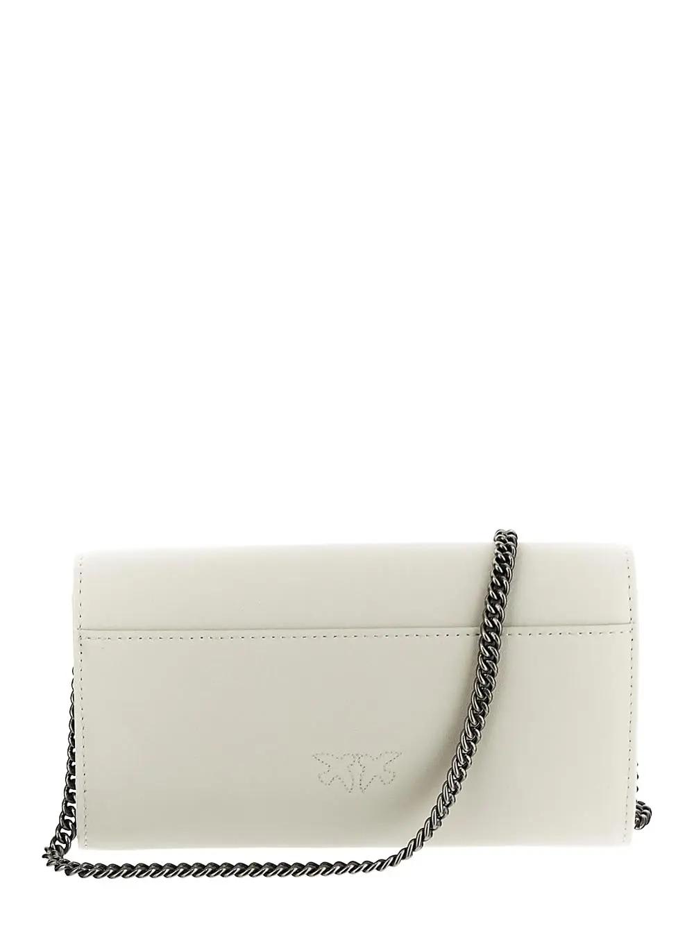 Shop Pinko Love One Simply Wallet In Bianco Seta-old Silver