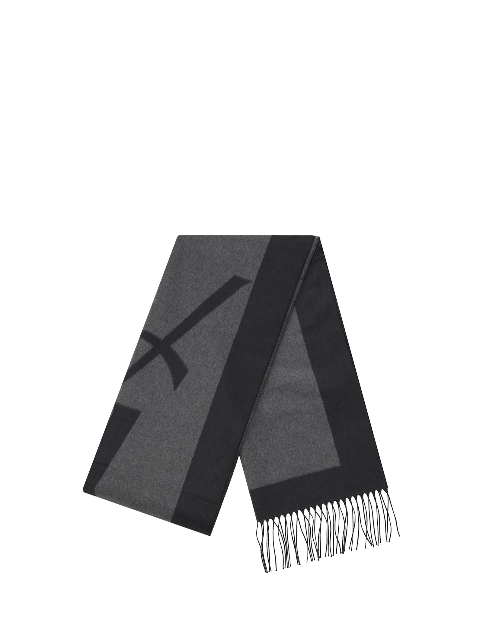 Saint Laurent Cassandre Scarf In Graphite/dark Grey