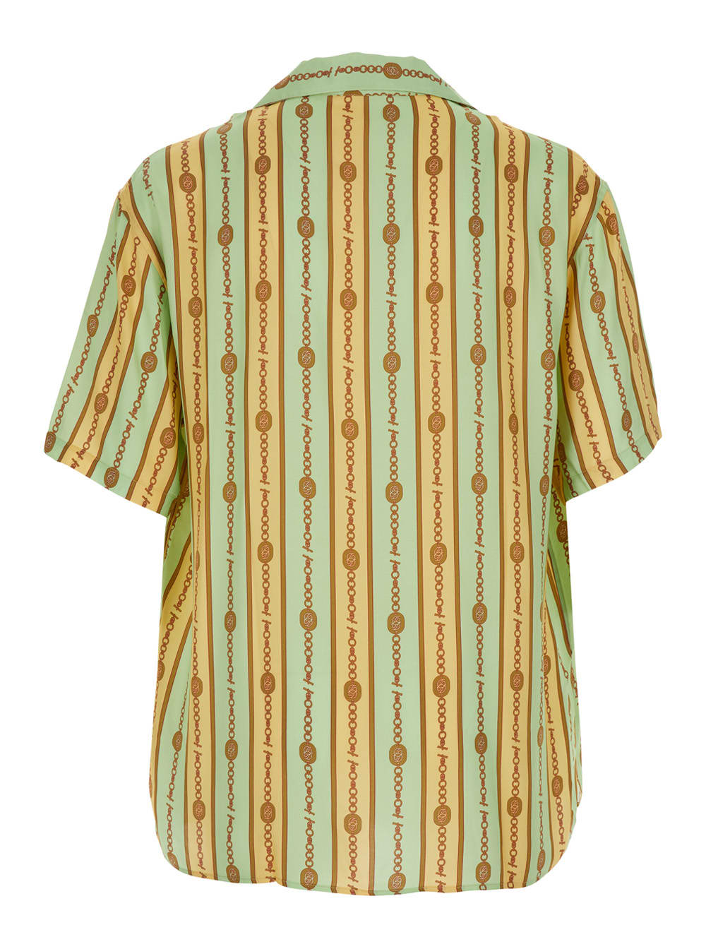 DRÔLE DE MONSIEUR LA CHEMISE BIJOUX MULTICOLOR BOWLING SHIRT WITH CUBAN COLLAR AND ALL-OVER STRIPED MOTIF IN VISCOSE M
