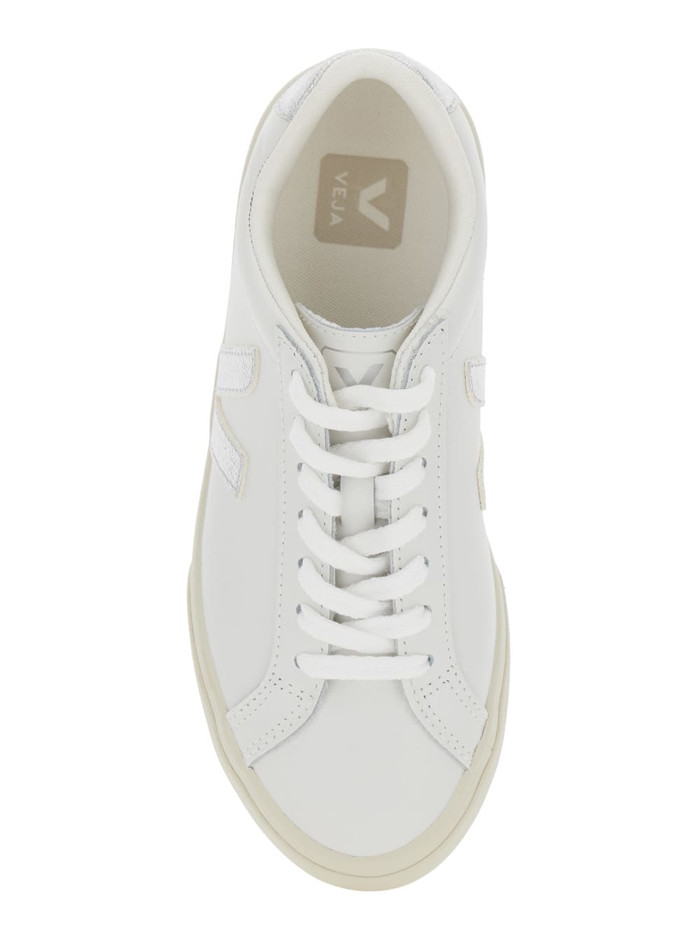 Veja Esplar White Sneakers With Contrasting Side Logo In Leather Woman In White