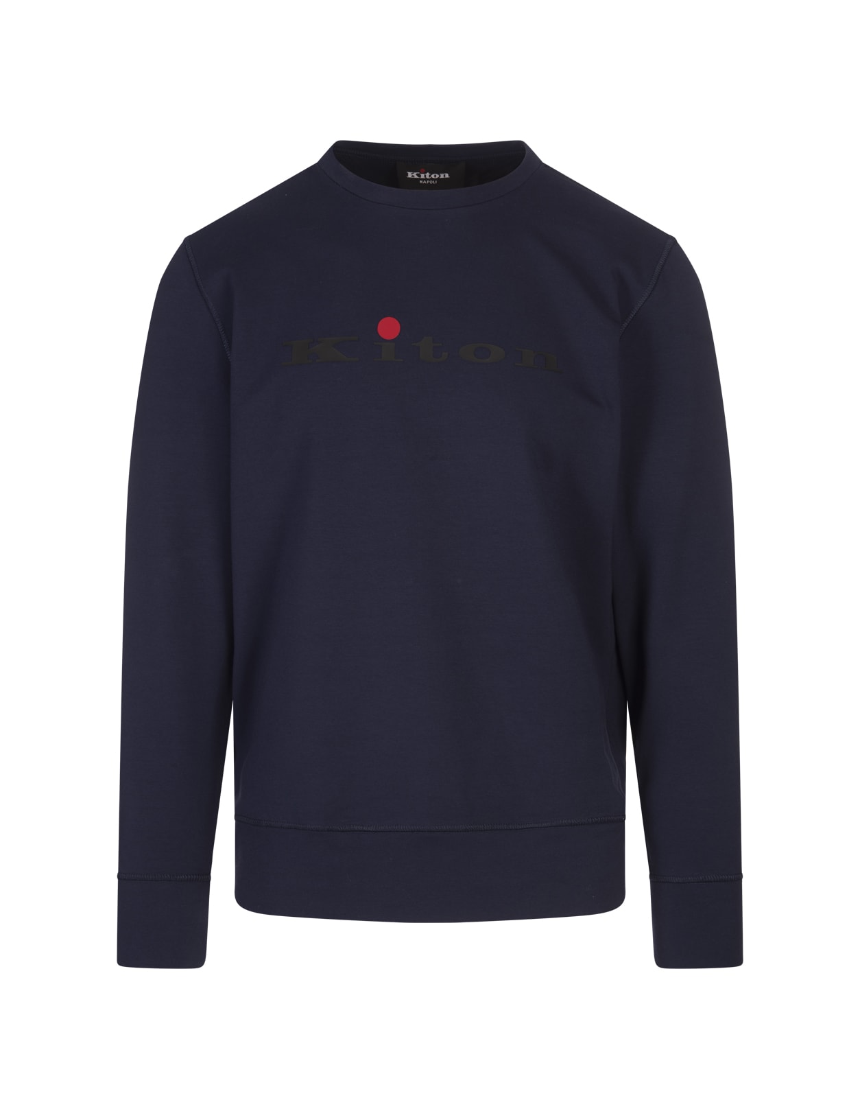 Shop Kiton Blue Crew Neck Sweatshirt With Logo