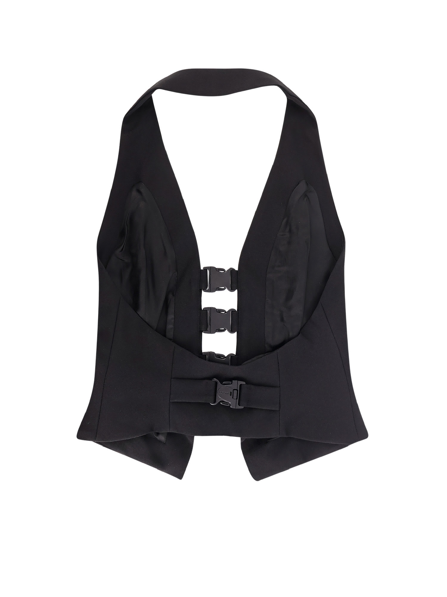 Coperni Women Multi Bukle Waistcoat Satin Vest In Black