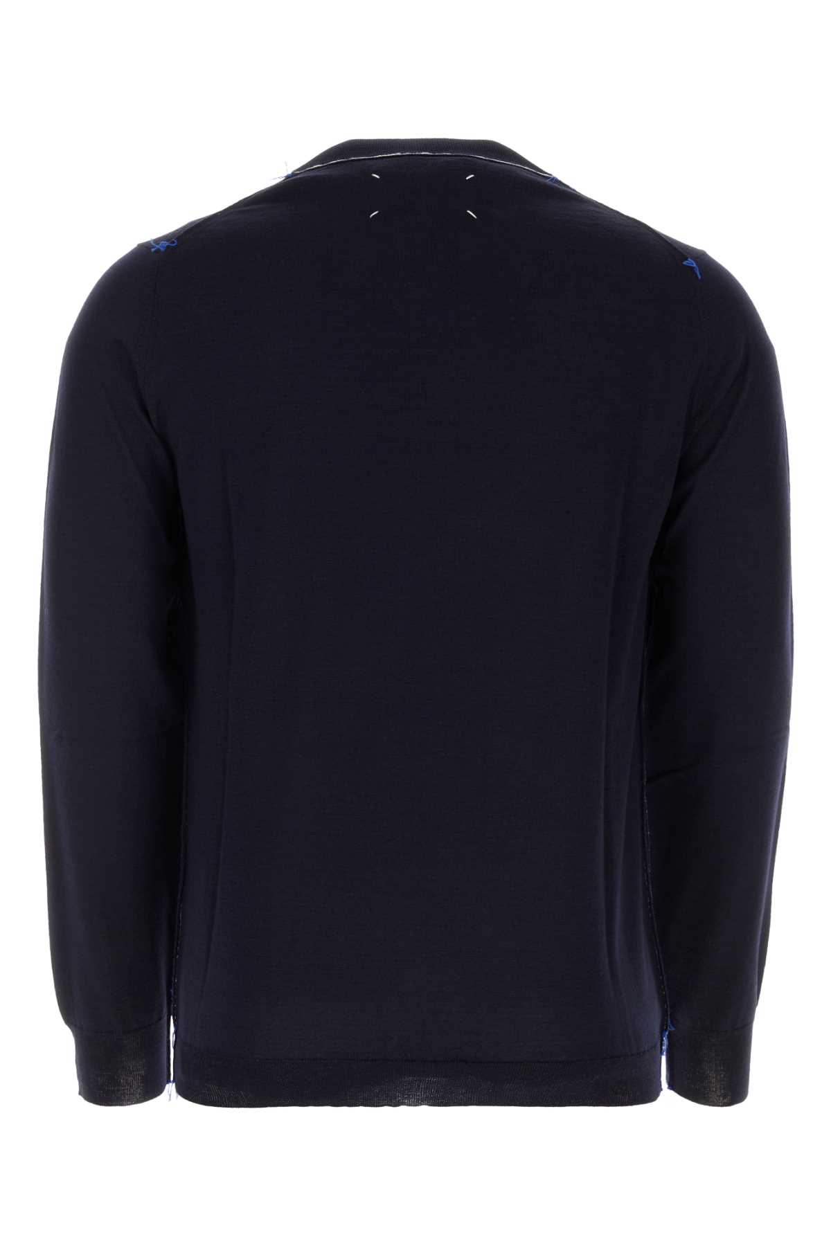 Shop Maison Margiela Midnight Blue Wool Blend Sweater In 511f