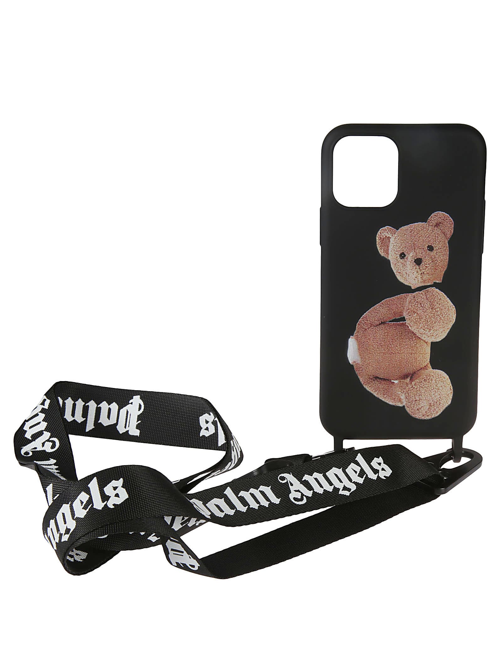 Palm Angels Neck Iphone Teddy Bear Case In Black/brown