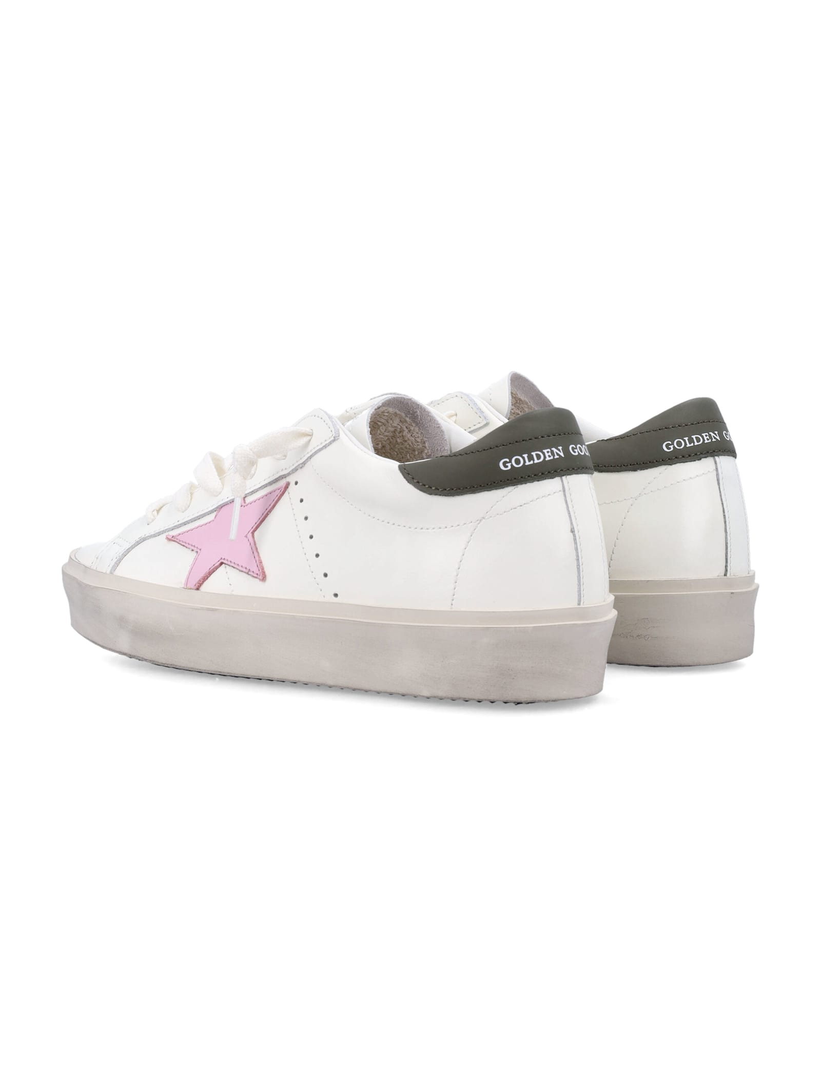 Golden Goose Leather Sneakers Star Patch In White Pink