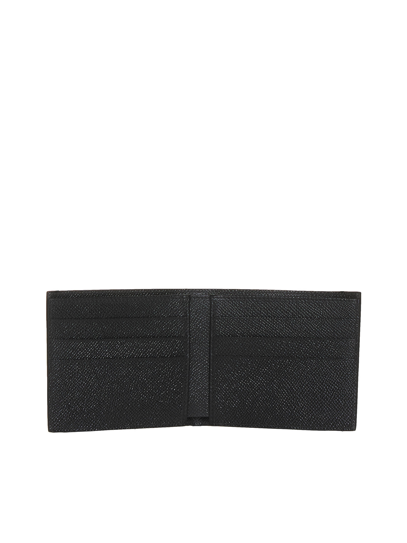 Dolce & Gabbana Bifold Wallet In Black Dauphine Leather In Black