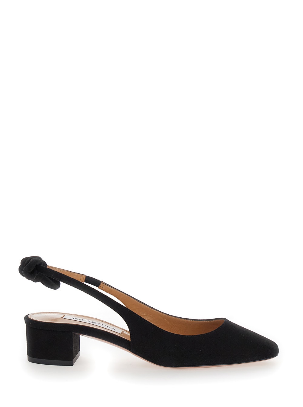 Shop Aquazzura Black Slingback With Bow Detail In Suede Woman