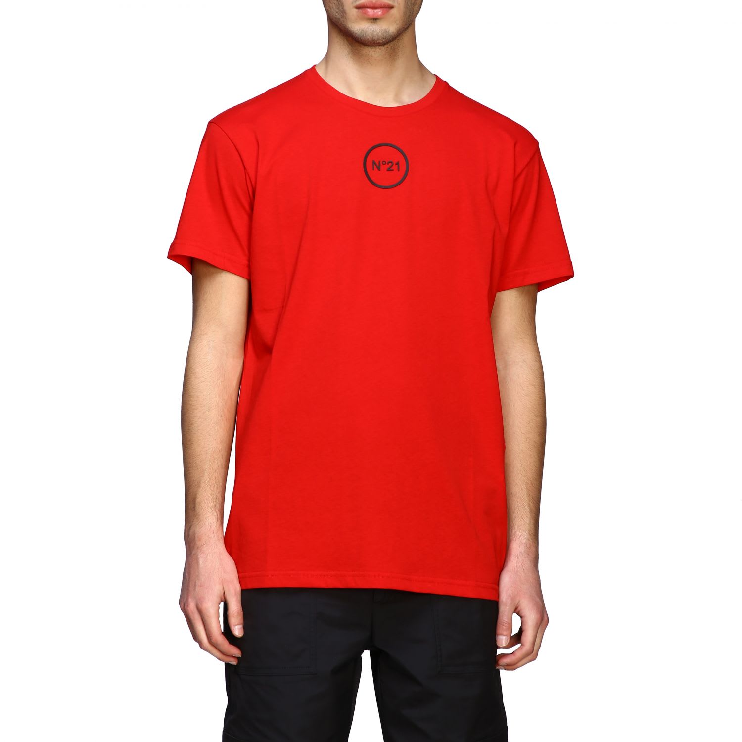 N°21 N° 21 T-shirt N &deg; 21 T-shirt With Tone-on-tone Mini Rubber Logo In Red