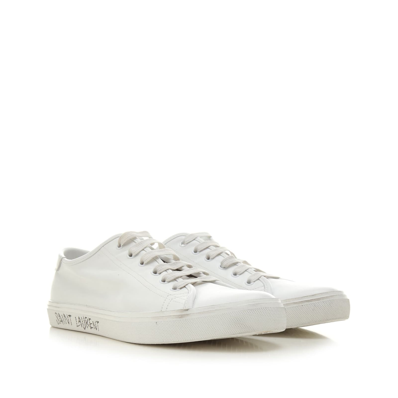 Shop Saint Laurent Canvas Logo Sneakers In White