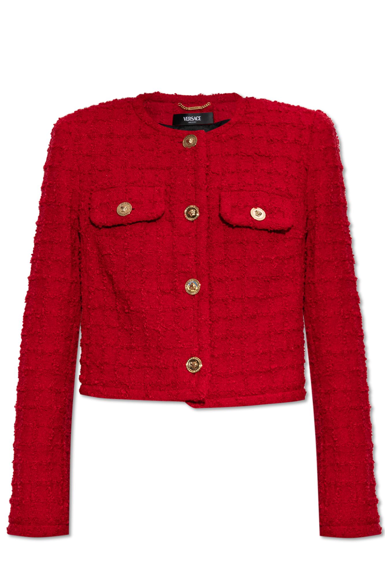 Shop Versace Blazer With Pockets In Red