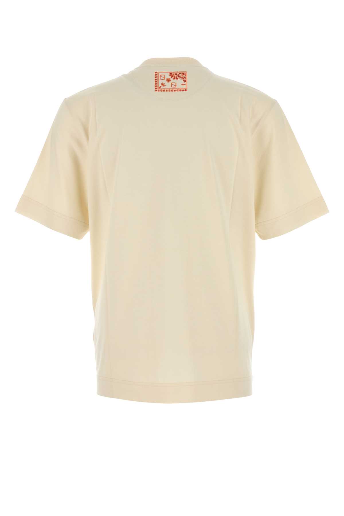 Fendi Graphic Print Crew Neck T-shirt With Pocket In Nude